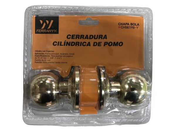 Cerradura Pomo Of/dorm Dorada Ch5791pb-y Ferrawy