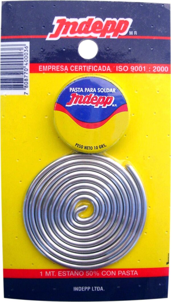 Soldadura Estaño 1 Metro + Pasta Indepp 10g C/u