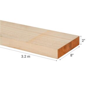 Madera Seca Cepillada 2x8x3.20 mt C/u
