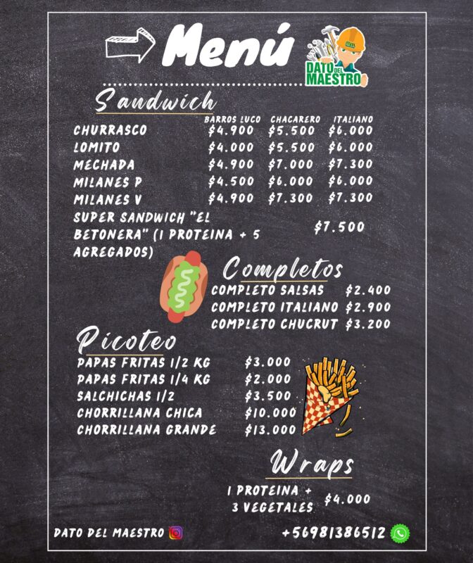 1 Menú Dato del Maestro